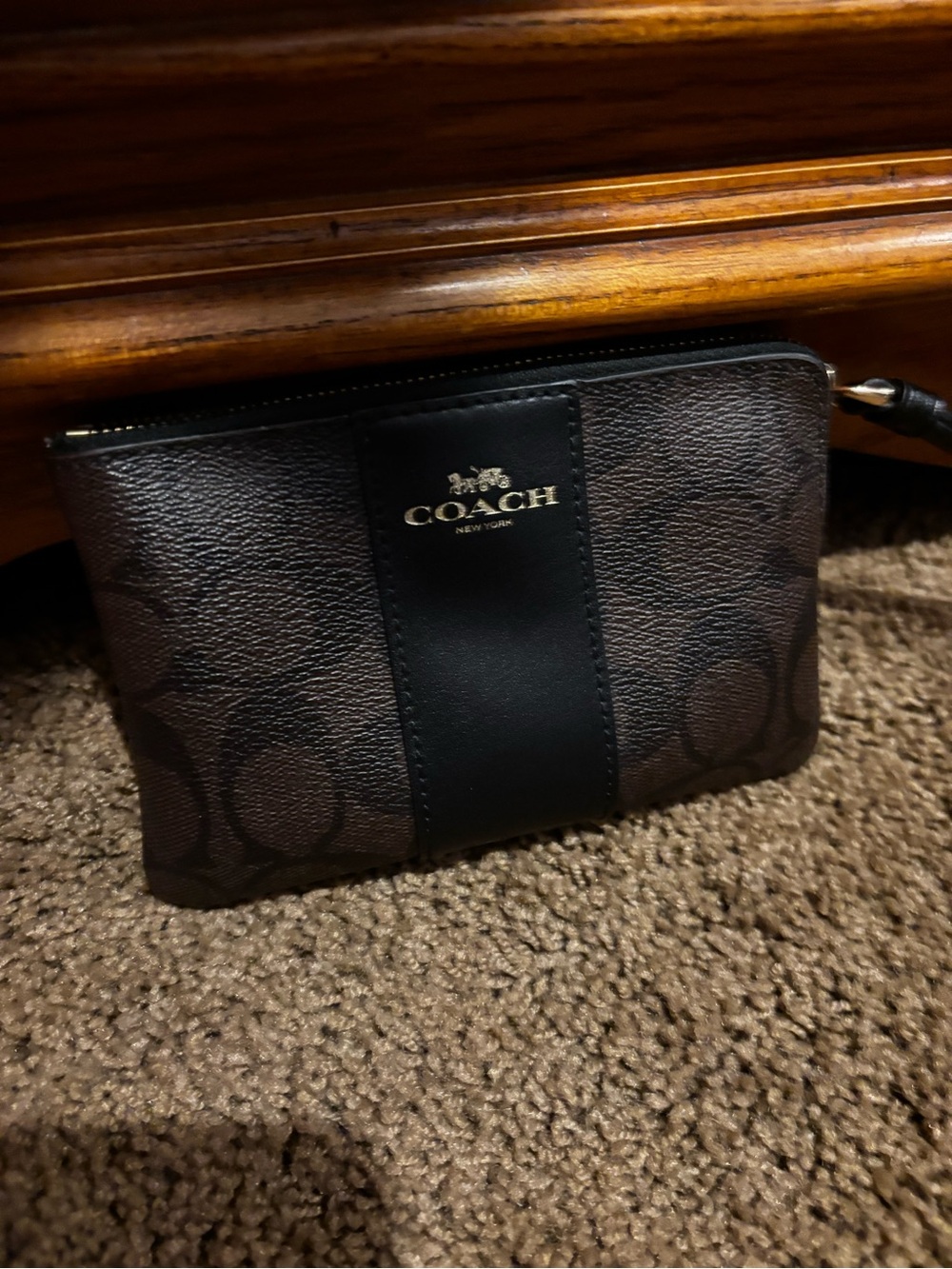 COACH Brown/Black Signature Wristlet